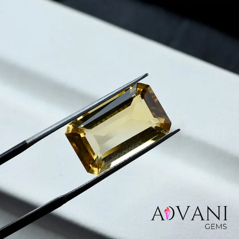 Lustrous 6.10CT Emerald Cut Yellow Citrine Mined in Brazil